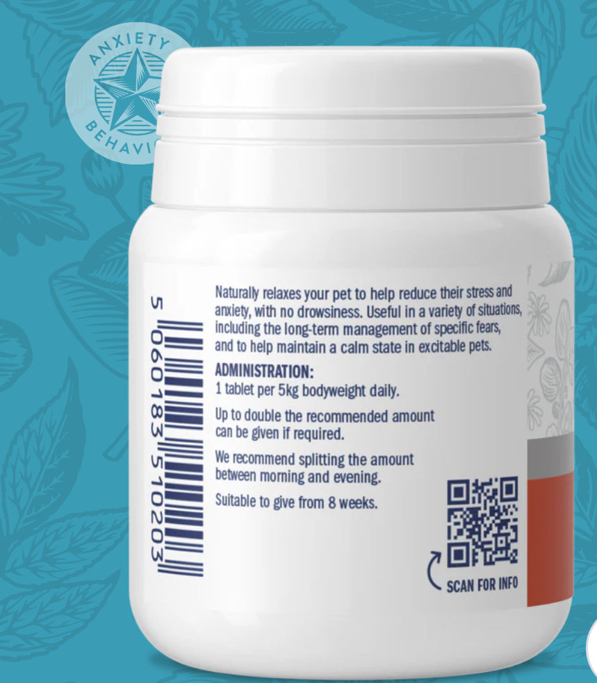 Anxiety Relief - Scullcap & Valerian Tablets For Dogs And Cats