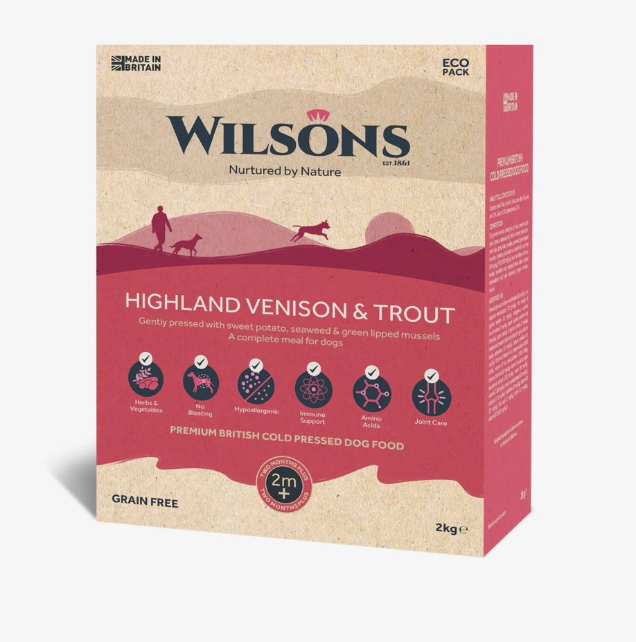 Wilsons Highland Venison and Trout 2kg Cold Pressed Dog Food