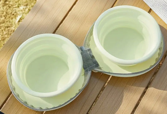 Zip up Double Bowl Travel Feeder
